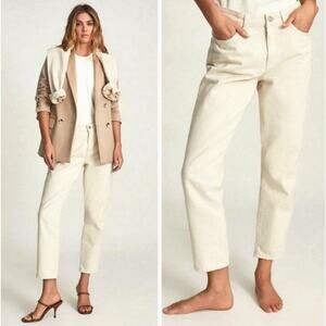 Reiss Womens Lakely Jeans 32 Ecru Beige Cropped Slim